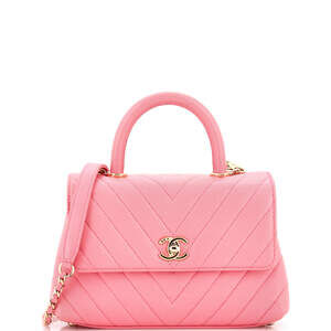 Chanel Mini Coco Top Handle Bag Chevron Caviar